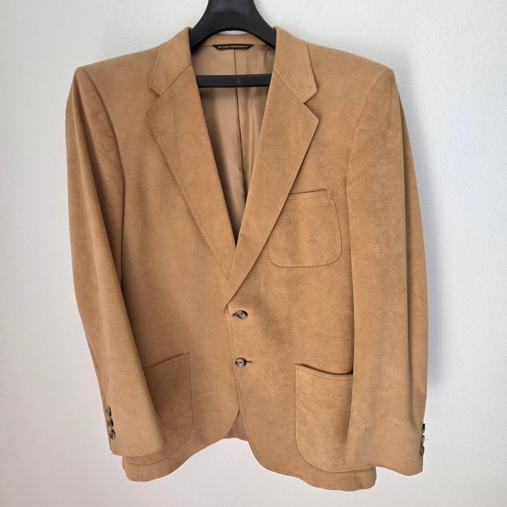 Northridge Imperial Jacobsons Vintage Faux Suede Blazer Camel Tan Sport Coat 40R